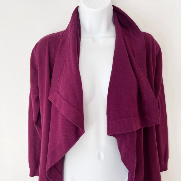 Theory Maritza B New Steady Drape Front Wool Cardigan Sweater Berry Small - Picture 2 of 16
